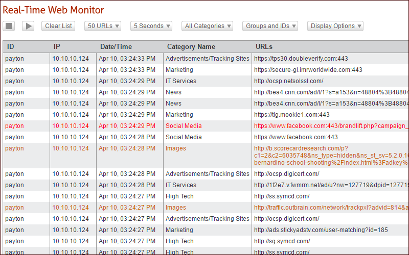 Real-Time Employee Web-use Monitor