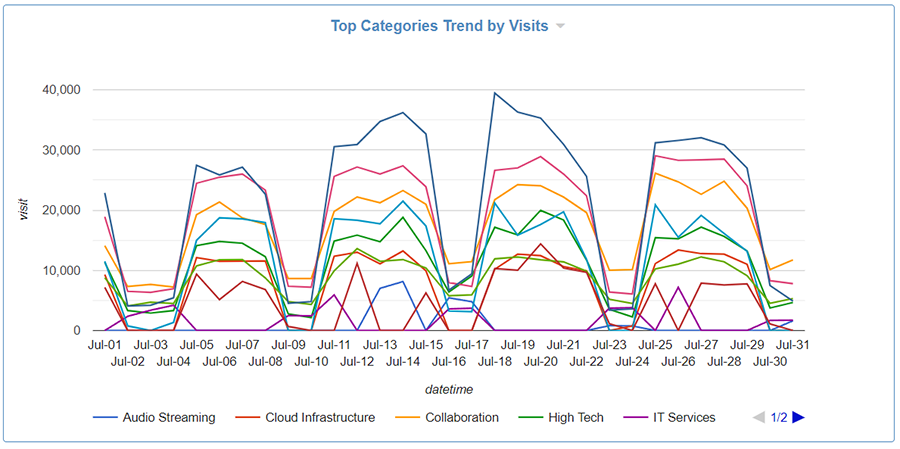 Visualizer Top Categories Trend by Visits